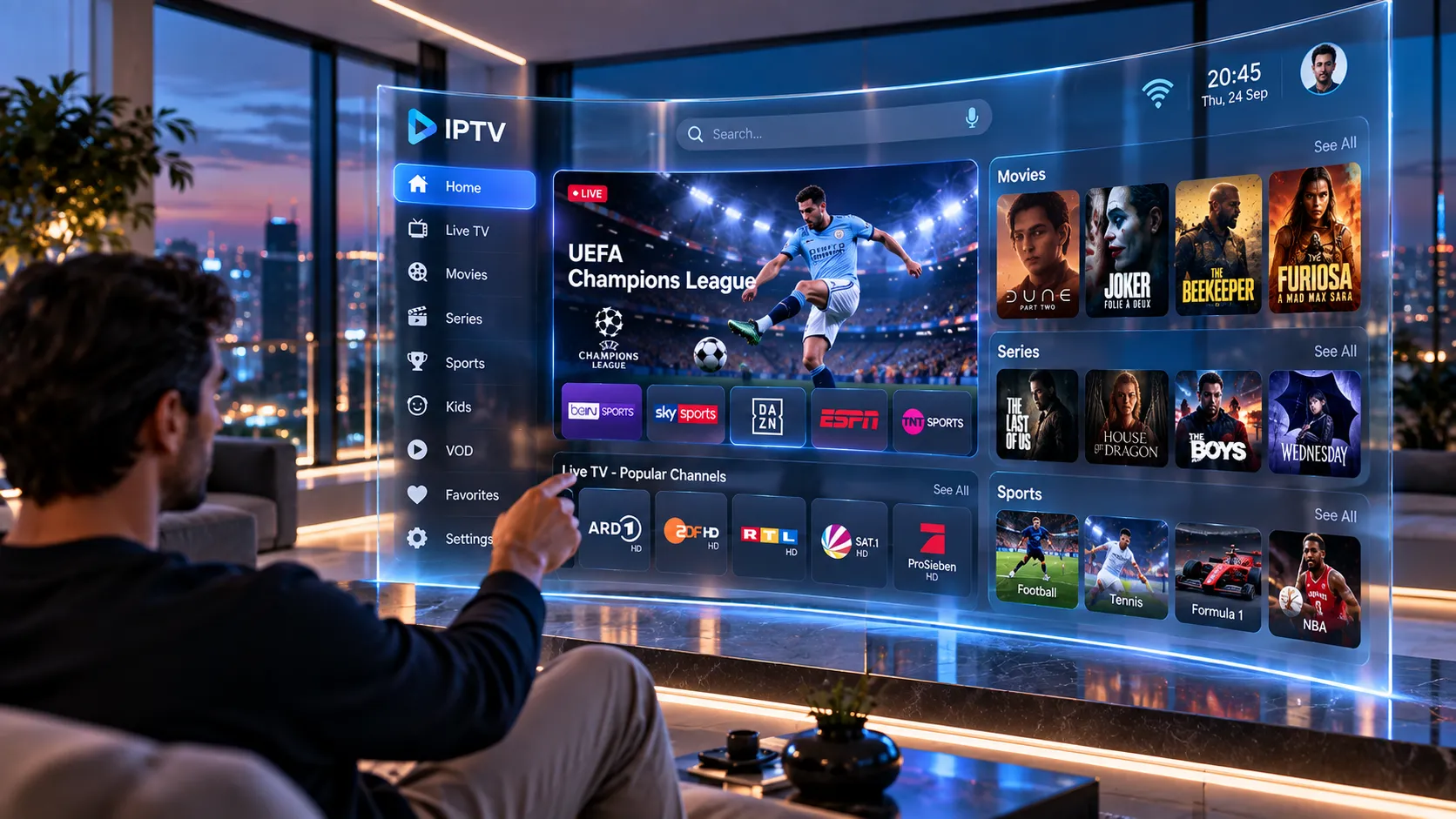 IPTV Sport-Anbieter Vergleich: EPG-Ansicht mit Bundesliga-Programm auf Smart-TV